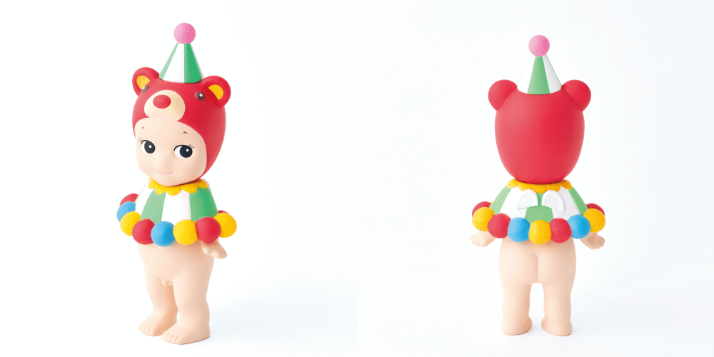 Sonny Angel bear mini figure from the Circus series - front and back